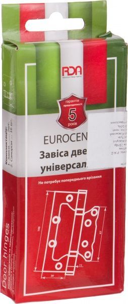 Петля евро RDA 49123 100x39x2.5 мм матовый черный универсальная 2 шт