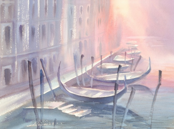 Репродукция Венеция рассвет акварелью 50x70 см Арт Фемелі 