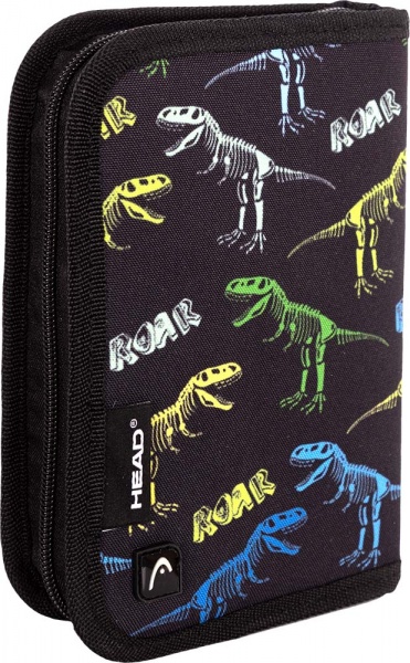 Пенал школьный AC1 Dinos era Head черный с рисунком