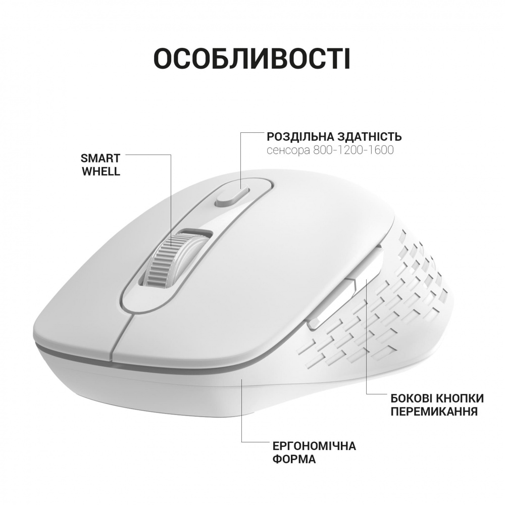 Мишка OfficePro Silent Click Wireless white (M230W)