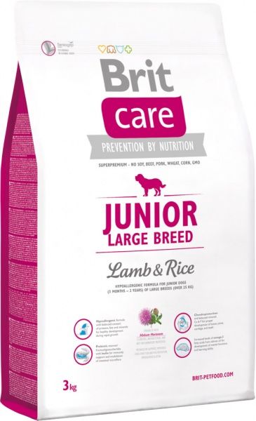 Корм Brit Care Junior Large Breed для щенков и молодых собак с ягнят. и рисом, 400г, 170780