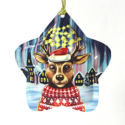 Ялинкова іграшка зірочка Олень 9 см 