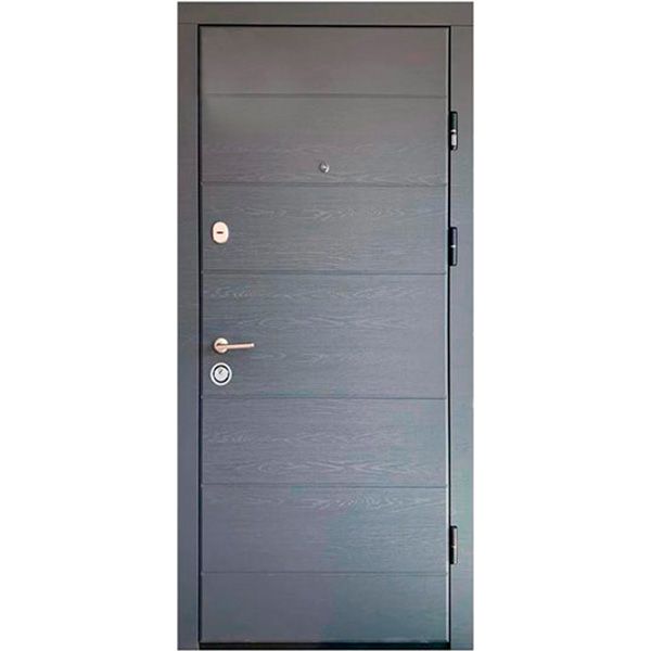 Двері вхідні Міністерство дверей КС-202+ (квартира) грифель горизонт / пломбір горизонт 2050х860мм праві