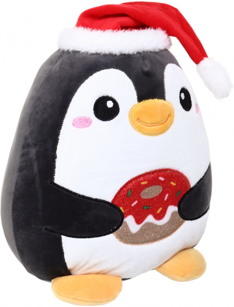 Мягкая игрушка HW плюшевая Рождественская Пингвин бело-серый DT240589