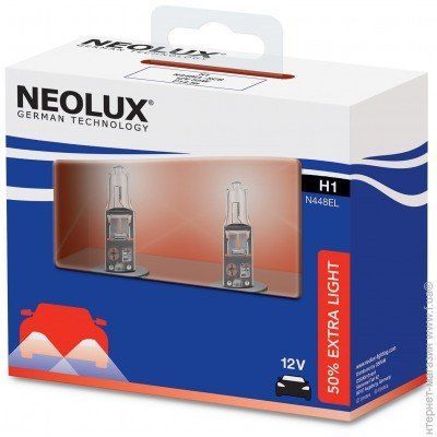 Автолампа галогенна Neolux Extra Light H1 2 шт.(N448EL-SCB)