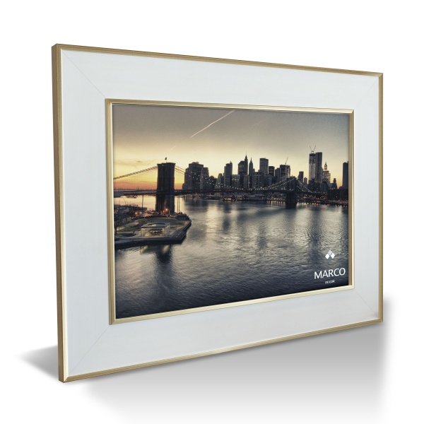 Рамка для фотографии со стеклом MARCO decor 5114 1 фото 15х20 см белый с золотистым 