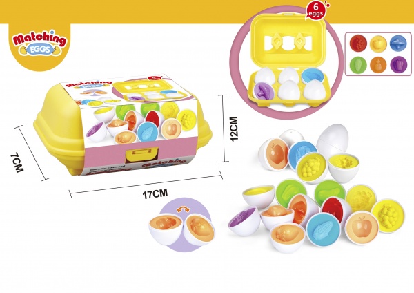 Ігровий набір Matching egg STEM лоток яєць сортер 6 шт. фрукти-овочі в асортимент MX0390403