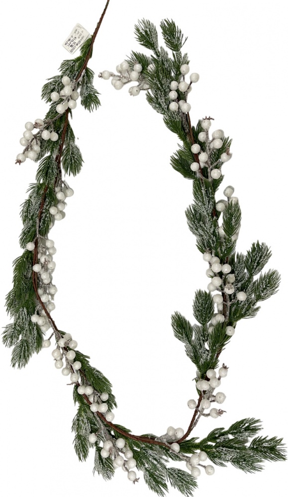 Гірлянда хвойна засніжена з білими ягодами 1,8 м