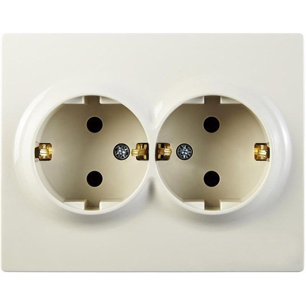 Розетка подвійна із заземленням Underprice One без кришки крем 706-0303-127B