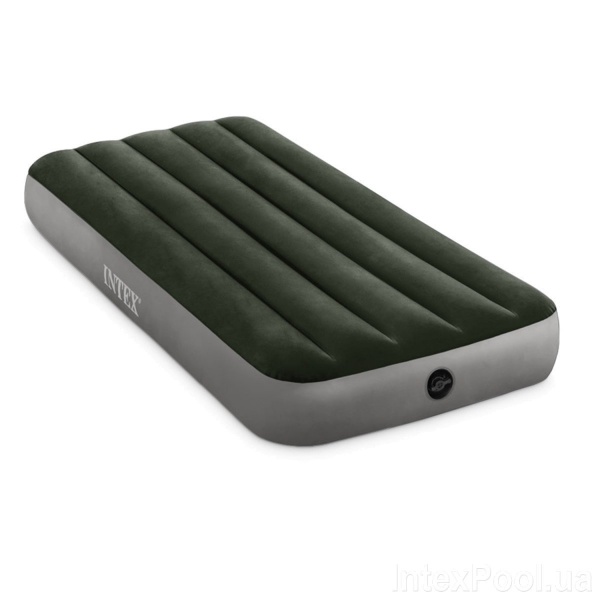 Ліжко надувне Intex 64760 191х76 см зелено-сірий
