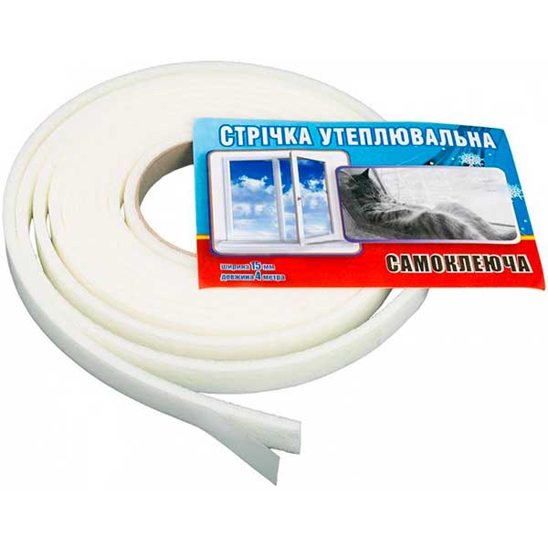 Ущільнювач самоклеючий прямокутний ППЕ Rolli 15x4 мм 4 м 4 м білий 