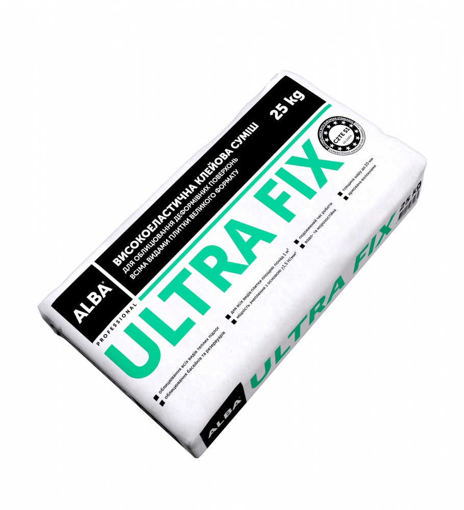 Клей для плитки ALBA великого формату, для деформованих поверхонь «ULTRA FIX» C2TE S1 25кг