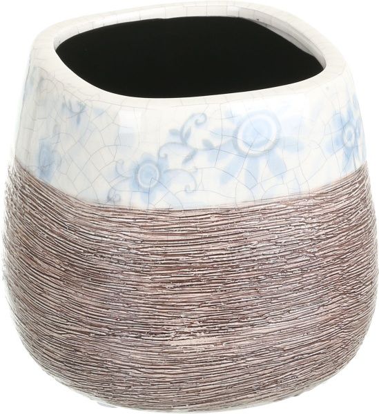 Кашпо керамічне Квітка квадратний (LJ14A5269FA) сіро-блакитний 