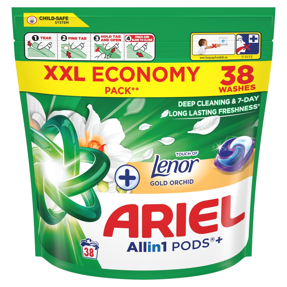 Капсули для машинного прання Ariel Все-в-1 Дотик Lenor Золота орхідея 38 шт.