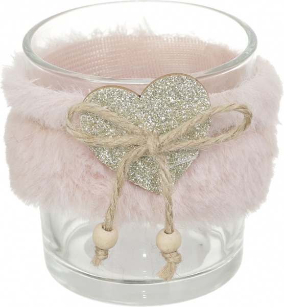 Подсвечник с искусственным мехом 73х73х80 мм