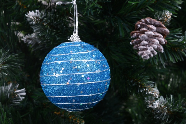 Шар новогодний Shunda пенопластиковый 80 мм синий SDA200680T