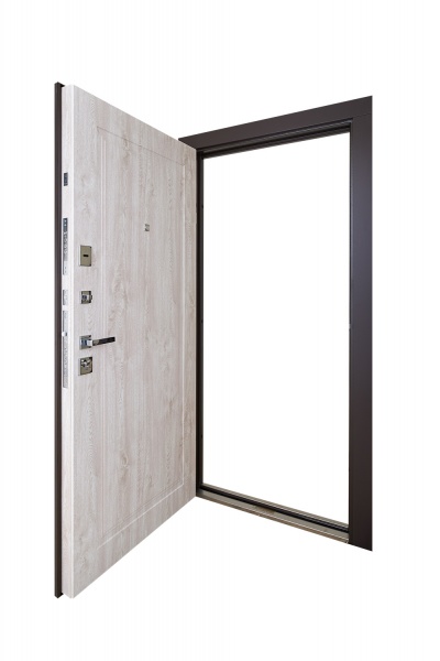 Двері вхідні Abwehr КС (518+517) 096L (8019+ДБП) коричневий / дуб полярний 2050x960 мм ліві