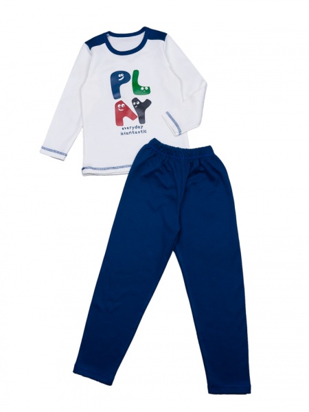 Пижама для мальчиков Luna Kids Play р.80-86 молочный с синим 0048 