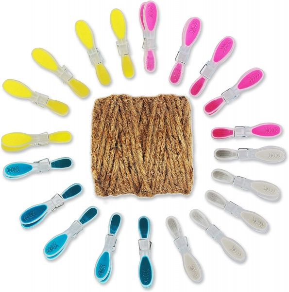 Веревка для сушки белья 4 мм х 100 м + 20 пластиковых прищепок Gruntek