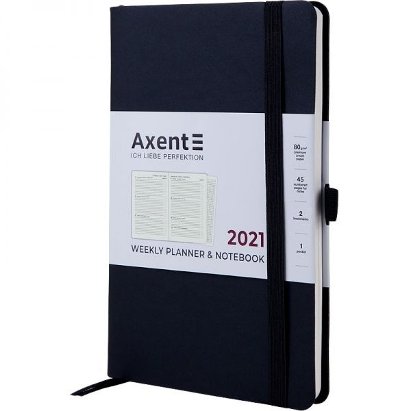 Еженедельник 2021 Partner Soft А5- черный Axent 46573