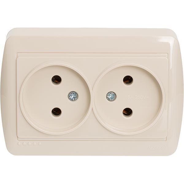 Розетка подвійна без заземлення Lezard Demet 16 А 250 В без шторок кремовий 711-0300-128