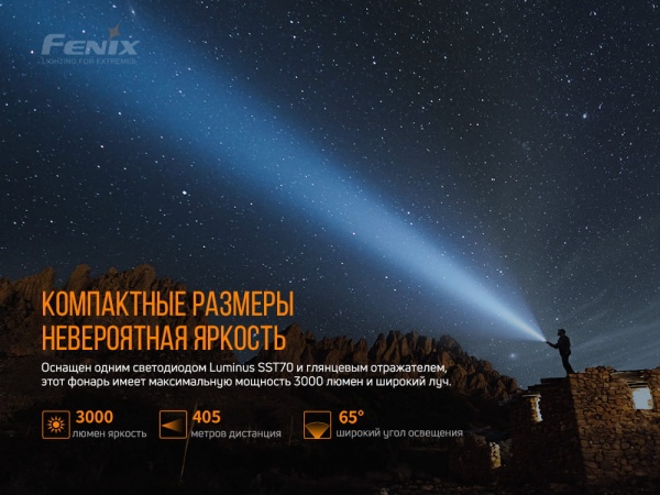 Фонарик Fenix ручной карманный PD40R V2.0 черный