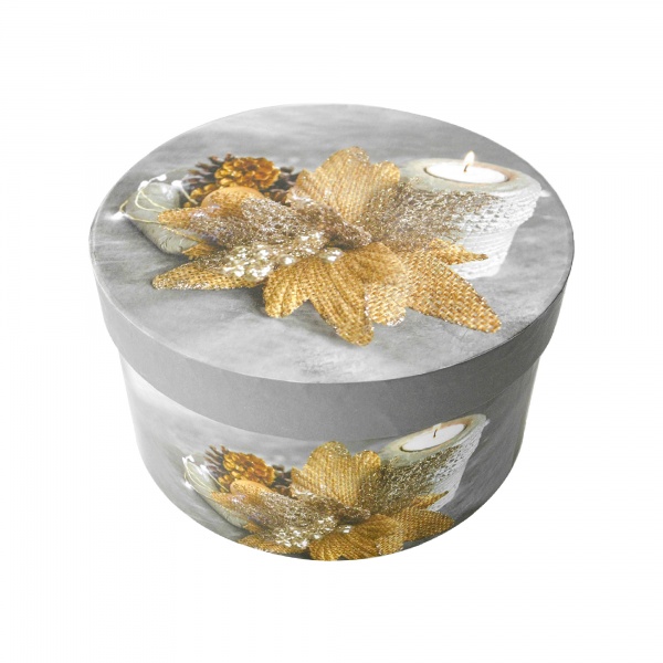 Коробка подарункова кругла новорічна 2703211303 20,5х11 см