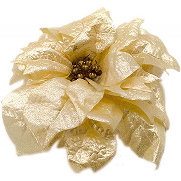 Прикраса новорічна Пуансетія HD14518 біло-кремова 16 см