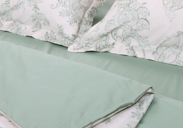 Комплект постельного белья Aria семейный зеленый с белым Mascioni 