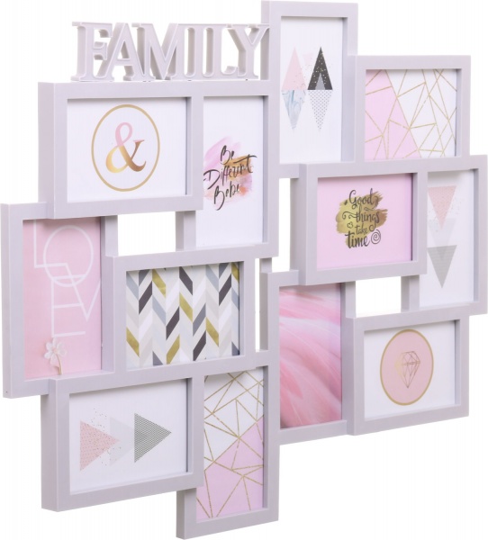 Фотоколаж Family 61,5х50,5х2,5см 12 фото 10x15 см сірий 