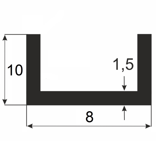 Швеллер АЛЮПРО ПАК-0002 10х8х1.5 / AS 2м.