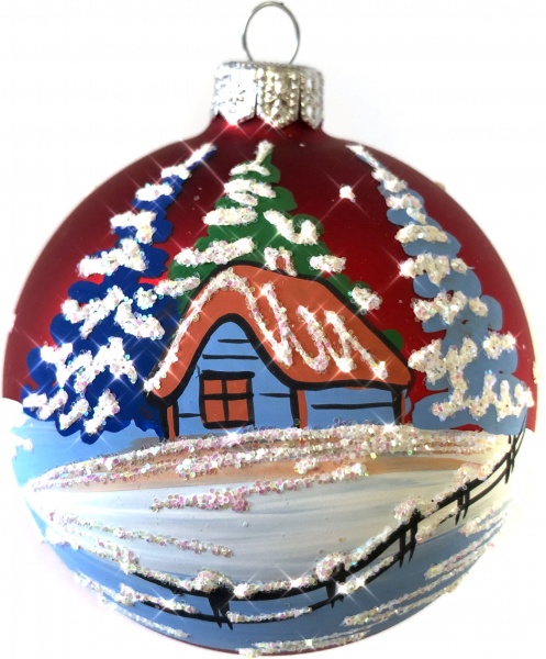 Шар новогодний Юріта Пейзаж заснеженый d 95 мм красный A90364M