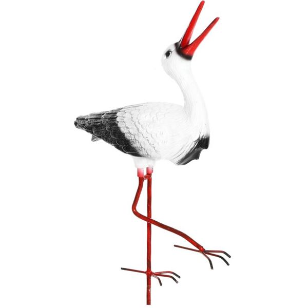 Скульптура садовая Аист на металлических лапках малый