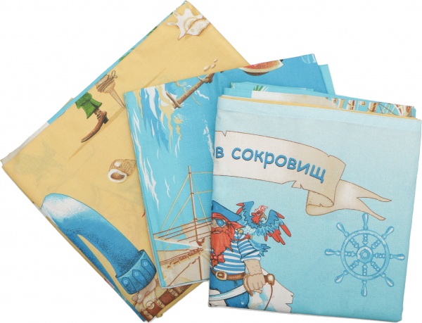 Комплект постельного белья СЕЛЕНА Пираты голубой с желтым 