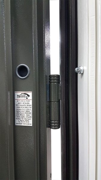 Дверь входная Булат Олимп 216 дуб графит / белая текстура 2050x950мм левая