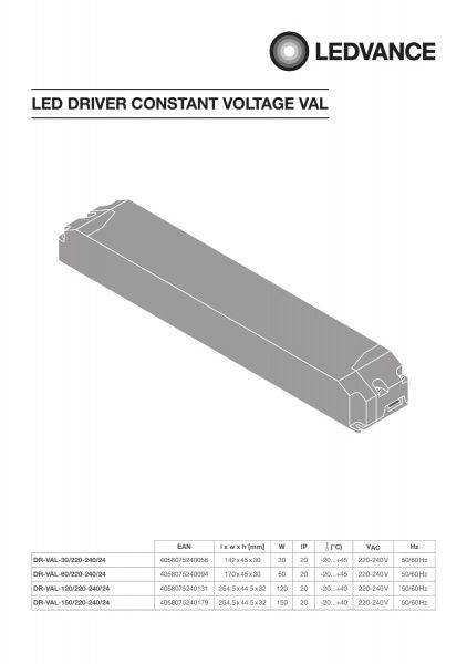 Драйвер для LED-лент и ламп Ledvance 24 В 120 Вт IP20