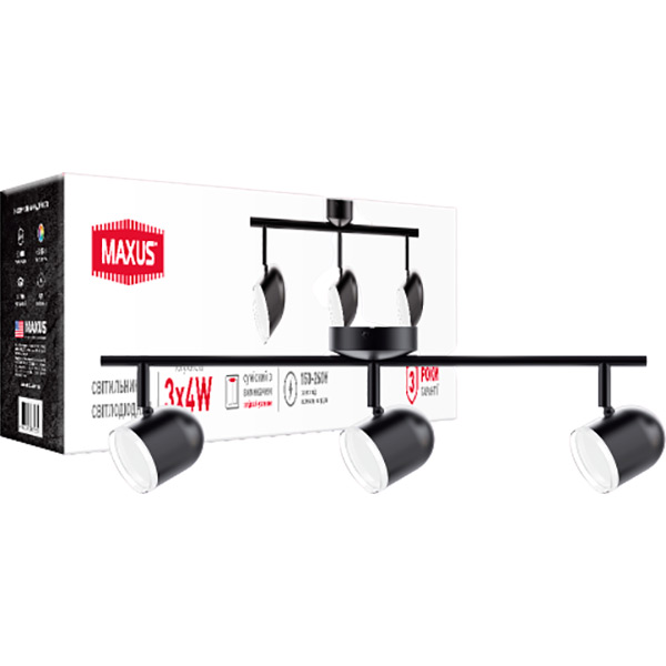 Спот Maxus Spot Light MSL-01C 3x4 Вт чорний 