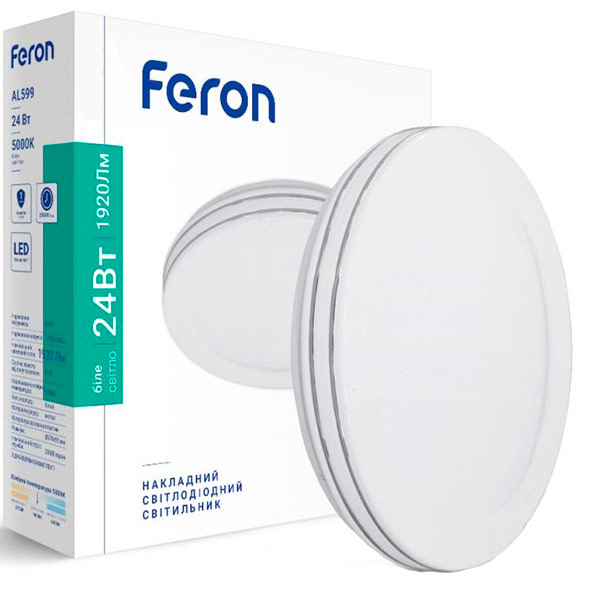 Світильник світлодіодний Feron AL599 18 Вт білий 5000 К Feron AL599 накладний 18W
