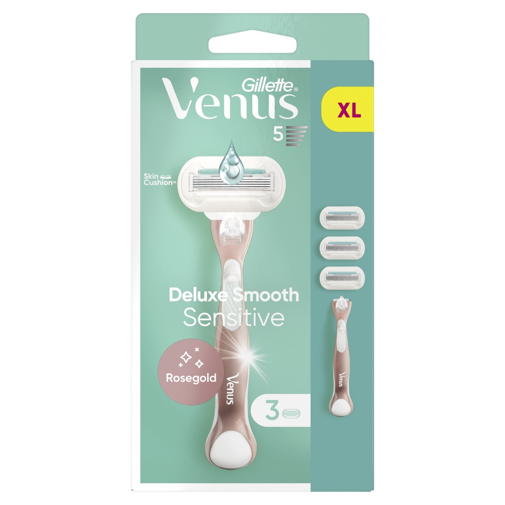 Станок для бритья Gillette Venus Extra Smooth Sensitive RoseGold с 3 сменными картриджами 1 шт.