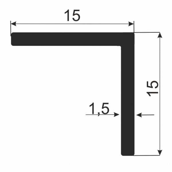 Кутник алюмінієвий АЛЮПРО 15x15x1,5 мм 2710 мм бірюзовий