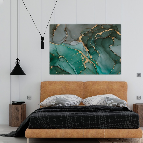 Картина на холсте Зеленые флюиды 110x80 см WS Holst 14082217,6 