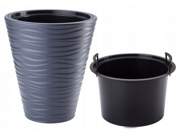 Горщик пластиковий Form Plastic Сахара-35 круглий 21л антрацит (2721-014) 