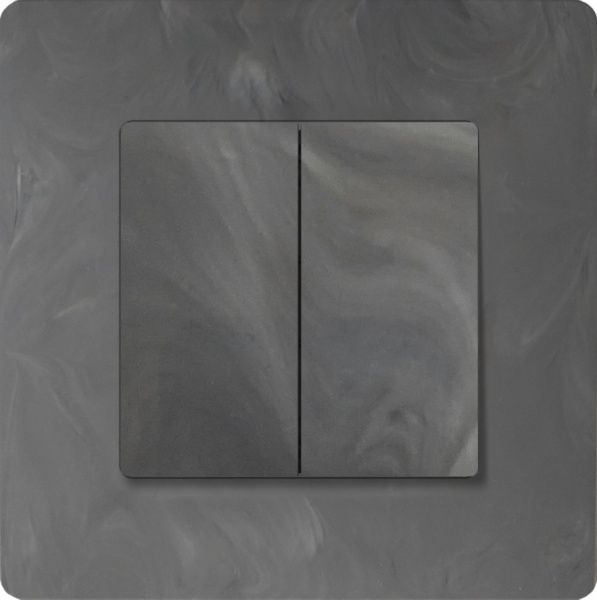 Переключатель проходной двухклавишный Plank Electrotechnic Classic/Nordic антимикробный без подсветки 10 А 220В базальт PLK0220731