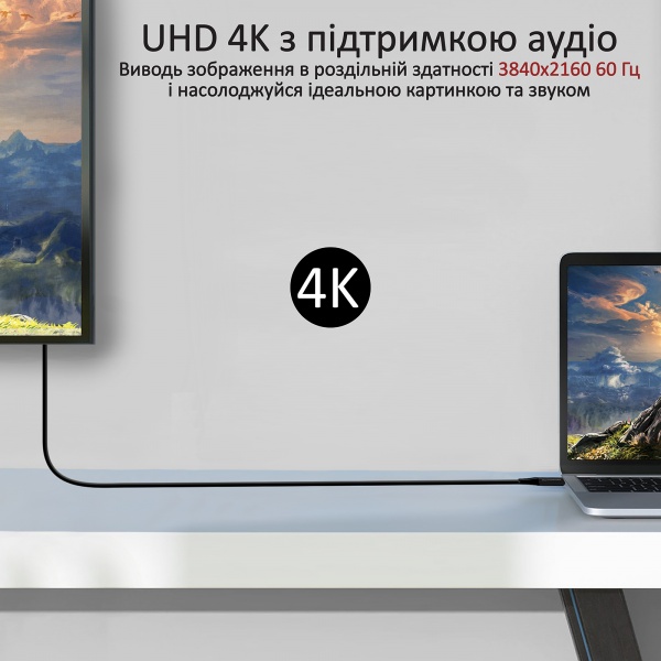 Кабель Promate ThunderLink-C20+ USB Type-C/USB Type-C 100W PD 1,5 м чорний (thunderlink-c20+.black) 