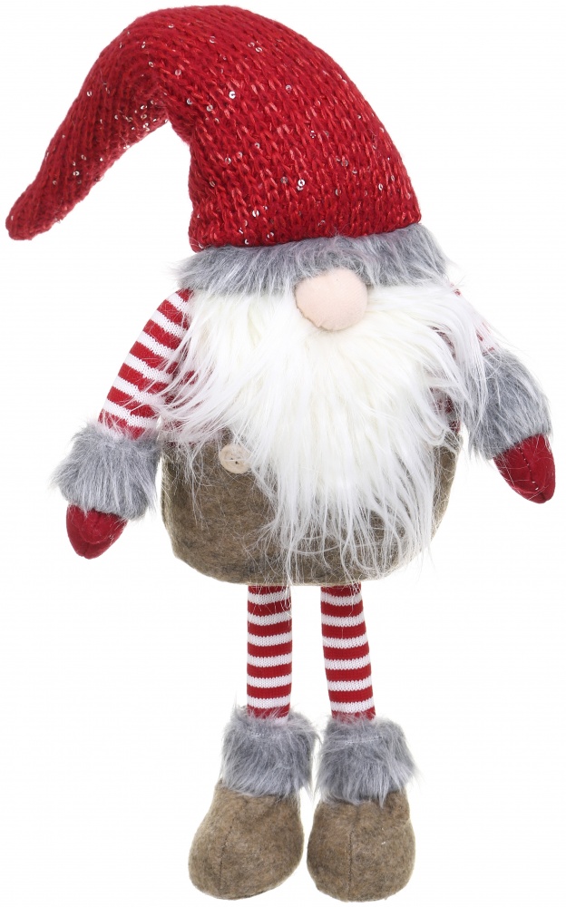Декорація новорічна гномик що стоїть червоно-сірий AT140-21116-25.5 64 см