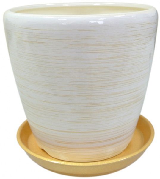 Горшок керамический Ориана-Запорожкерамика Грация №3 глянец круглый 2,5л бело-золотистый 
