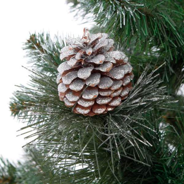 Елка искусственная Европейская с шишками 210 см зеленый с серебристым 