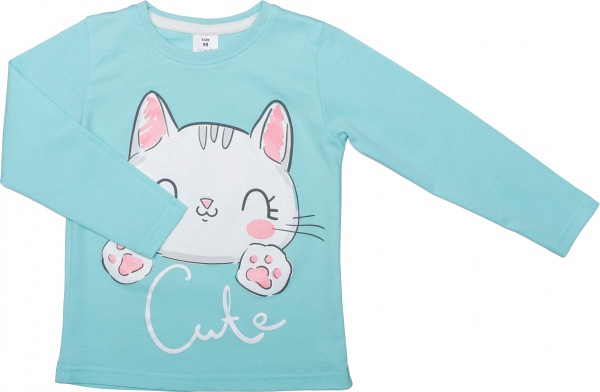 Футболка для дівчаток Luna Kids з принтом Cute р.122 ментоловий 