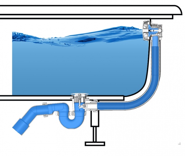 Сифон для ванны Styron STY-536-AKD-83 з переливом 83 см автомат
