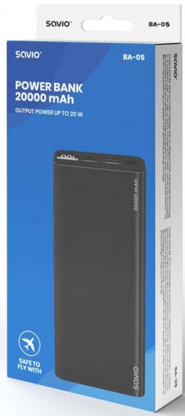 Повербанк SAVIO 20000 mAh black (SAVBA-05_WV) 